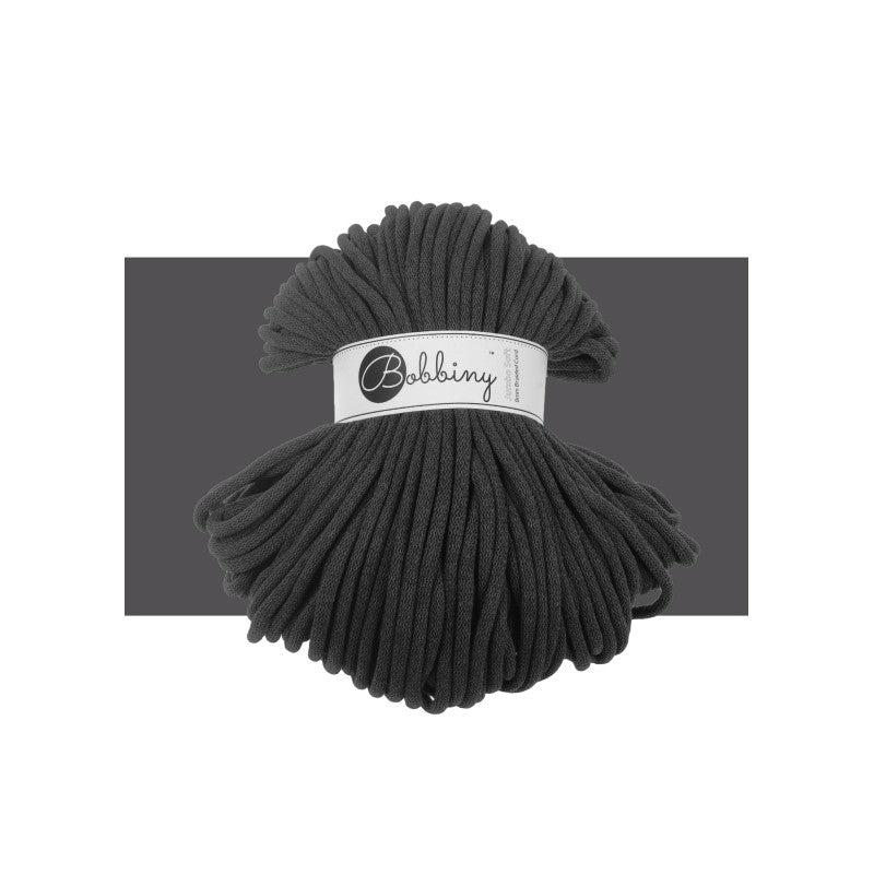 Bobbiny JUMBO SOFT Flechtkordel 8mm geflochten Charcoal 100m - mahina