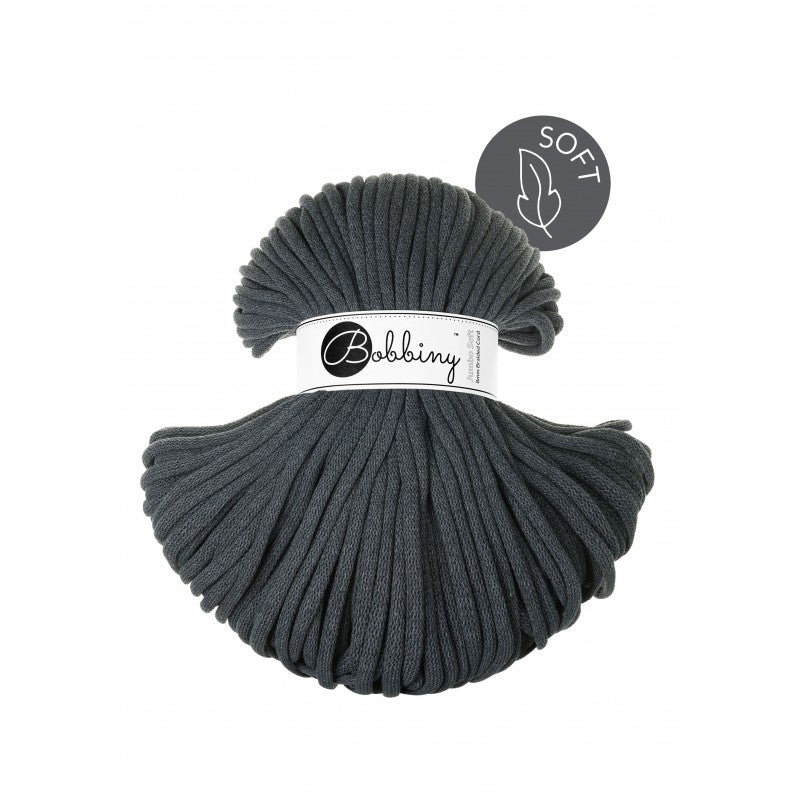 Bobbiny JUMBO SOFT Flechtkordel 8mm geflochten Charcoal 100m - mahina