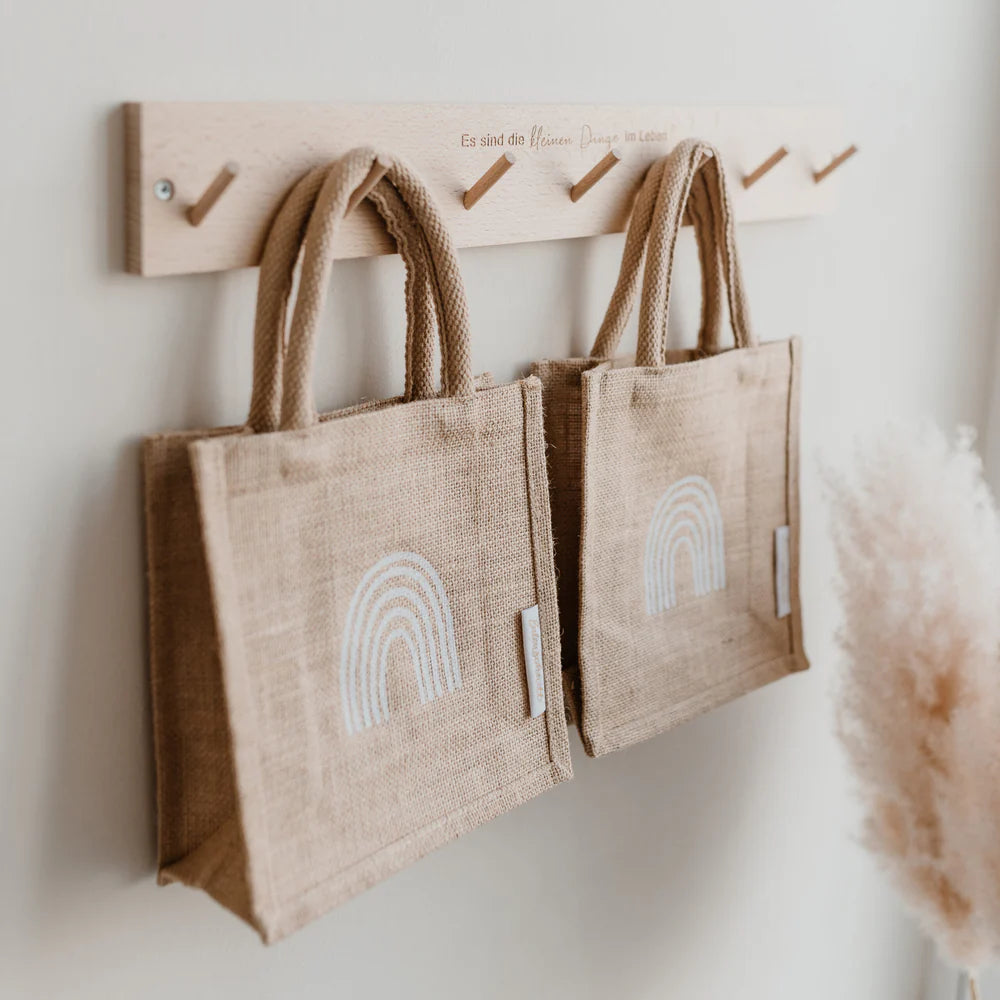 Eulenschnitt Mini Jute Shopper Regenbogen im 2er Set - mahina