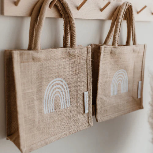Eulenschnitt Mini Jute Shopper Regenbogen im 2er Set - mahina