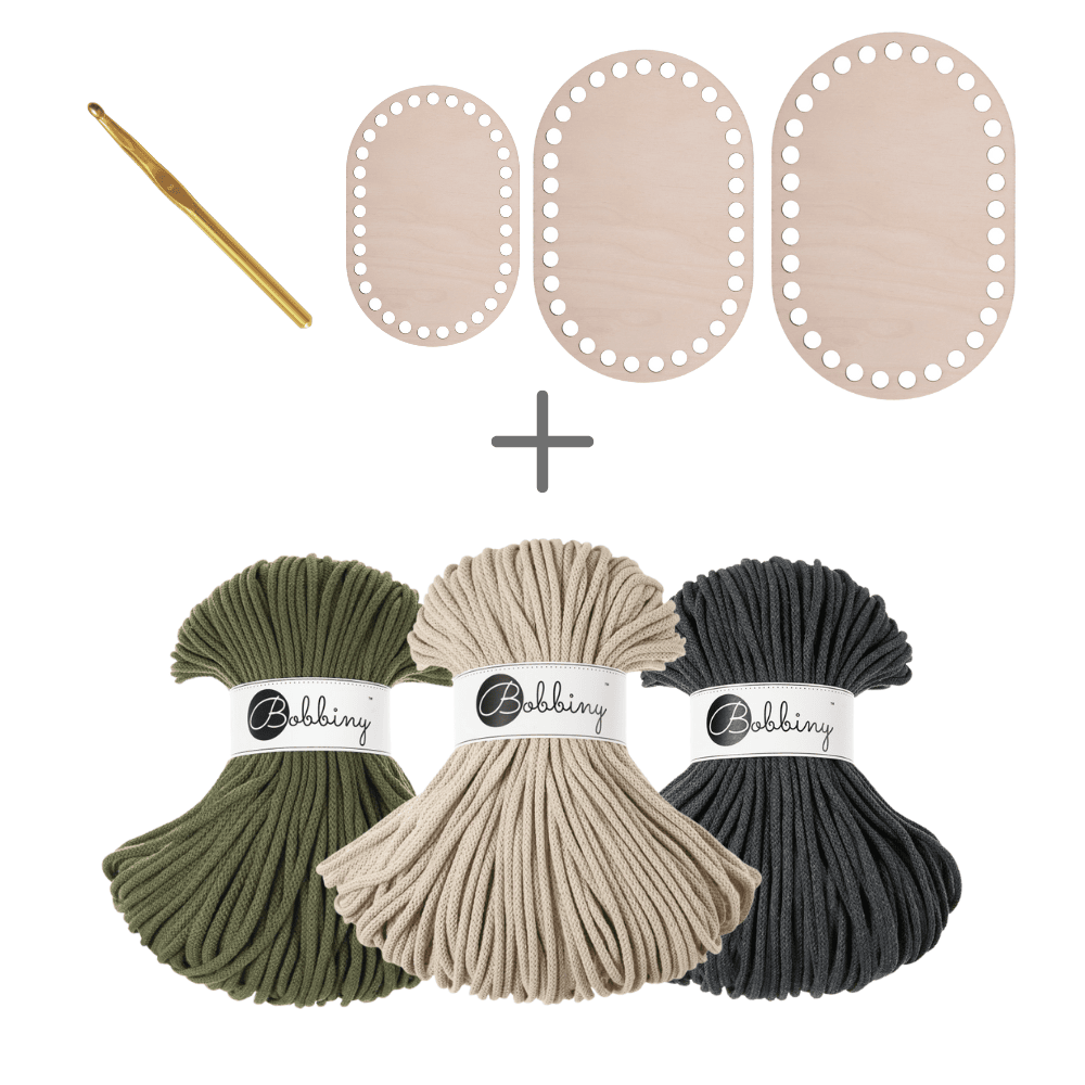 mahina x Bobbiny Crochet Set – Short Soft Rectangle Edition - Garne > Baumwollgarne > Bobbiny > Geflochten > 5mm von mahina