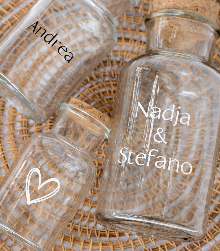 Personalisierbares Korkenglas 250ml - Bastelbedarf -> Glas -> Korkengläser von mahina