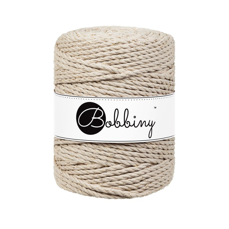 Bobbiny Makramee Garn 5mm 3ply Golden Beige 100m - MAHINA