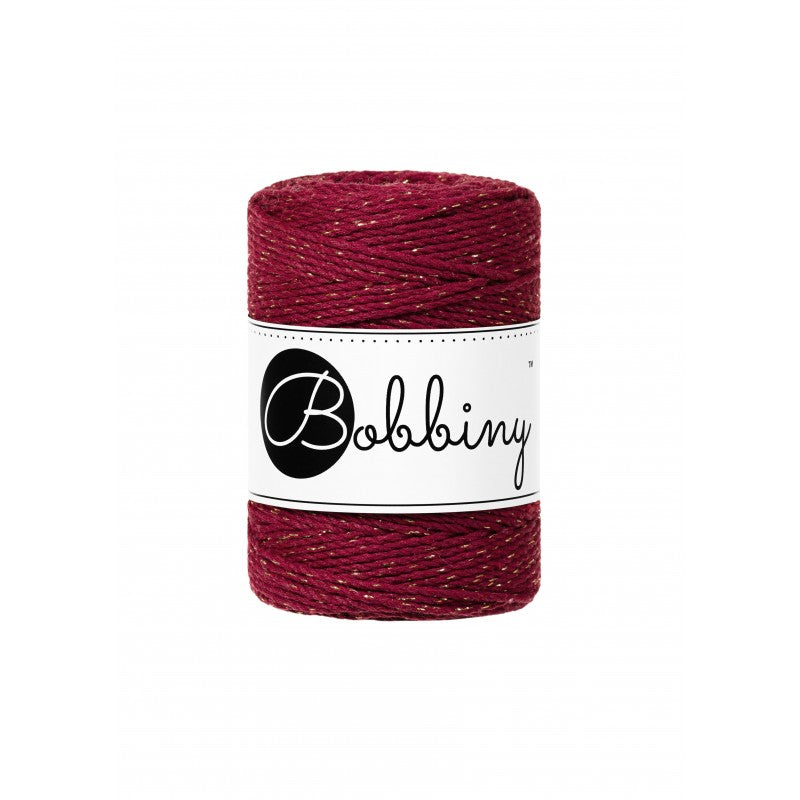 Bobbiny Makramee Garn 1,5mm 3ply Golden Wine Red 100m - mahina
