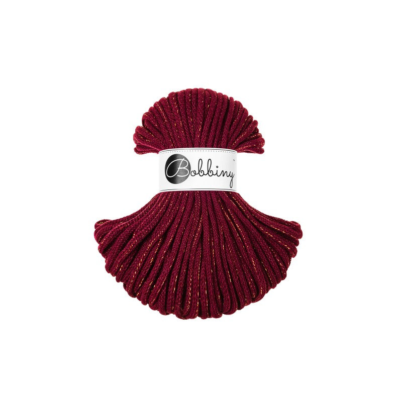 Bobbiny PREMIUM Flechtkordel 5mm geflochten Golden Wine Red 50m