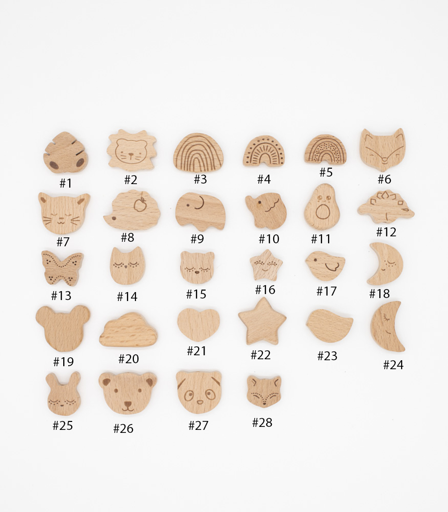 Motivperle Buchenholz 28 Motive - Bastelbedarf -> Holz > Motivperlen von mahina
