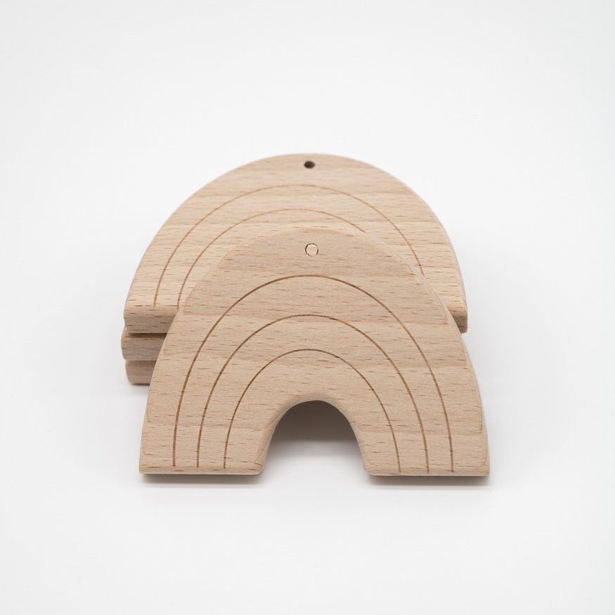 Holzanhänger "Regenbogen" aus Buchenholz - Bastelbedarf -> Holz > Beißringe von mahina