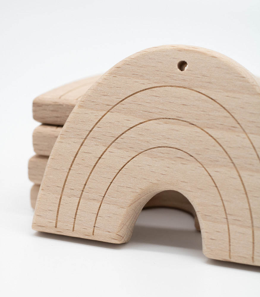 Holzanhänger "Regenbogen" aus Buchenholz - Bastelbedarf -> Holz > Beißringe von mahina