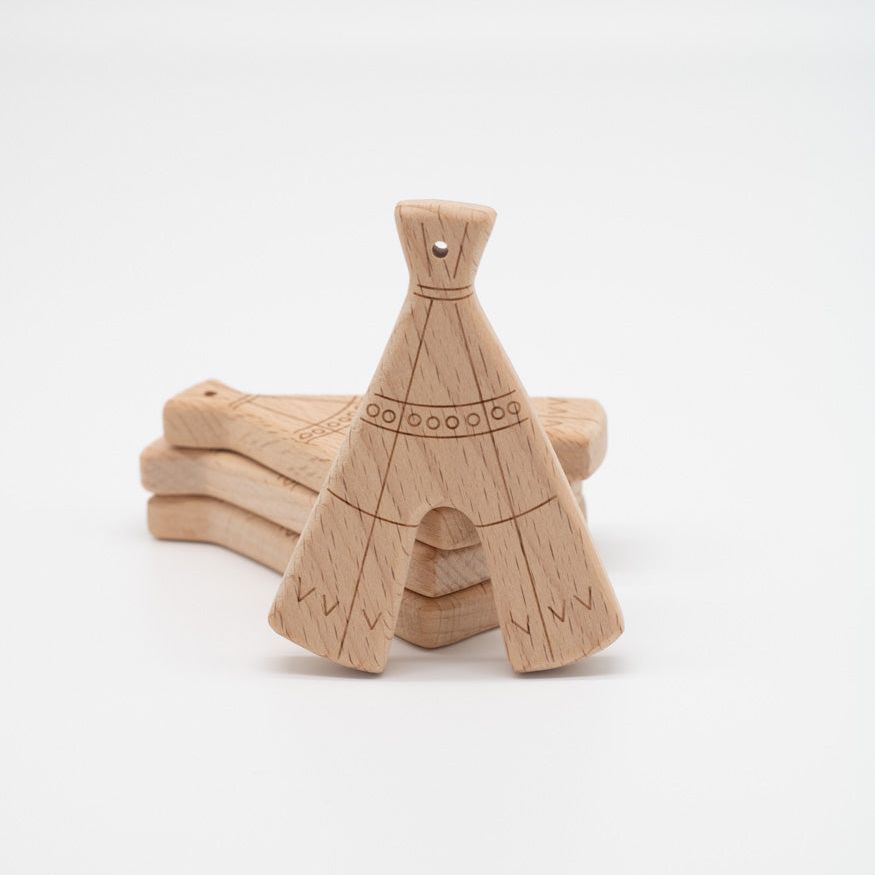 Holzanhänger "Tipi" aus Buchenholz - Bastelbedarf -> Holz > Beißringe von mahina