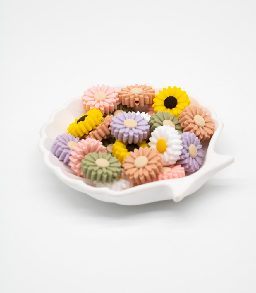 Silikonperle "Blume" 22mm 6 Farben - Bastelbedarf -> Silikon -> Silikonperlen -> Rund von mahina