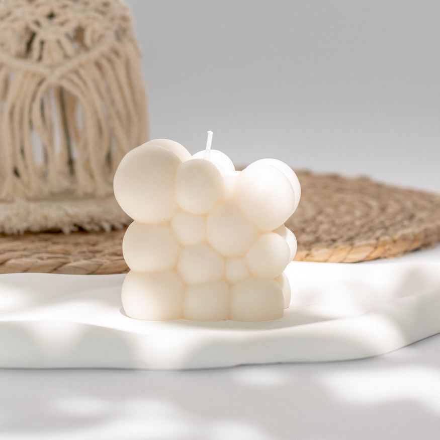 Handgemachte Kerze "Cloud-Bubble" in natur, vegan & nachhaltig - mahina