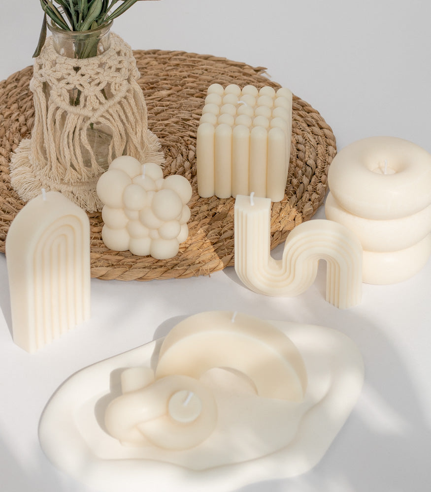Handgemachte Kerze "Cube Candle" in natur, vegan & nachhaltig - mahina