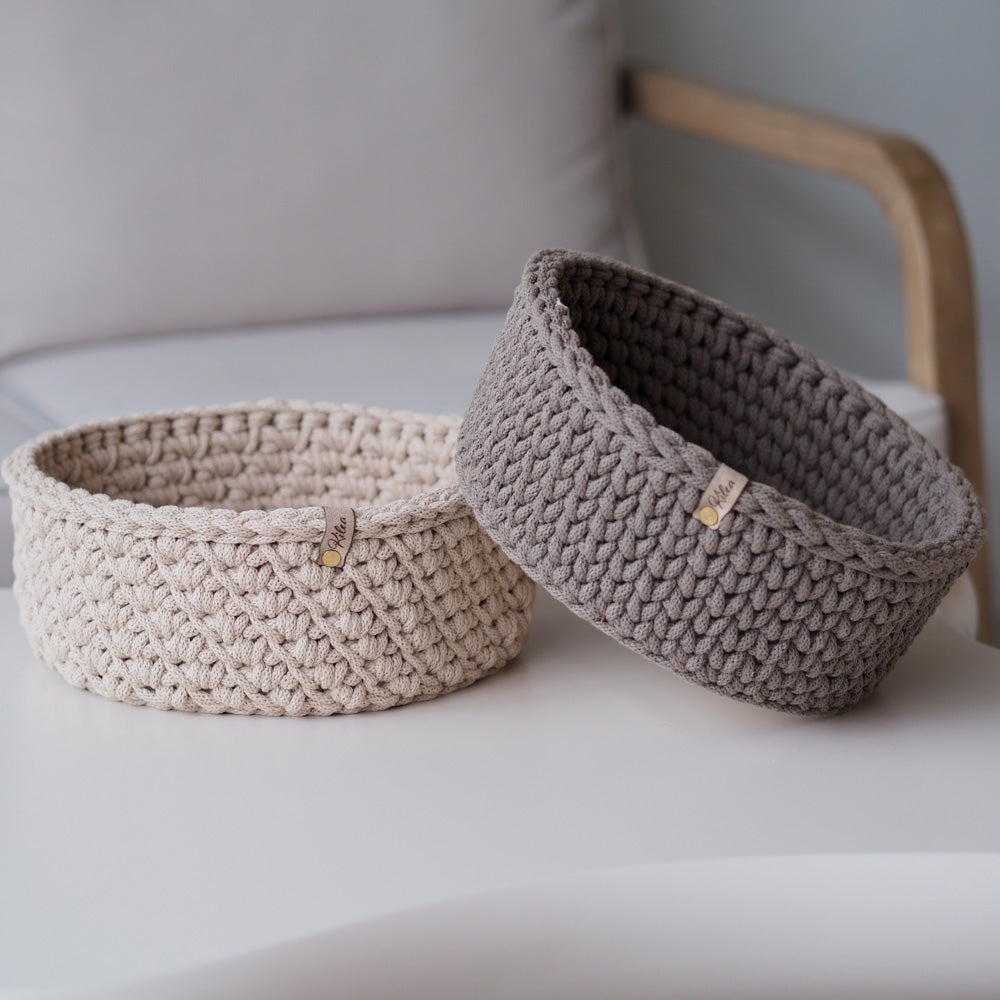 Handgemachter Häkelkorb "Rund" mit Boden - mahina x kilea - Interior > Dekoration > Häkelprodukte von mahina