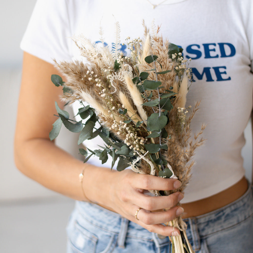 Mittlerer Trockenblumenstrauß "Soft Green" mit Eukalyptus - Trockenblumen -> Sträuße von mahina