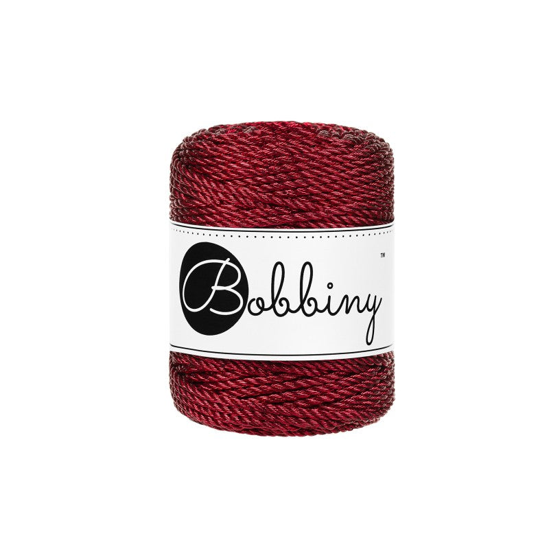 Bobbiny Makramee Garn 3mm 3ply Metallic Red 50m