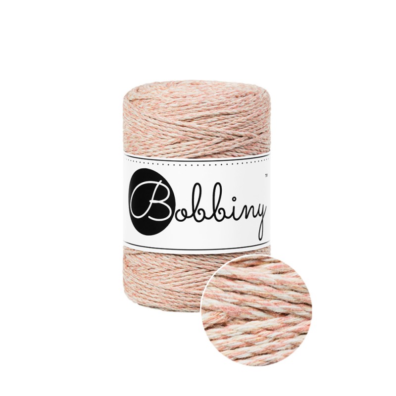 Bobbiny Makramee Garn 1,5mm 3ply Peach Shake 100m - mahina