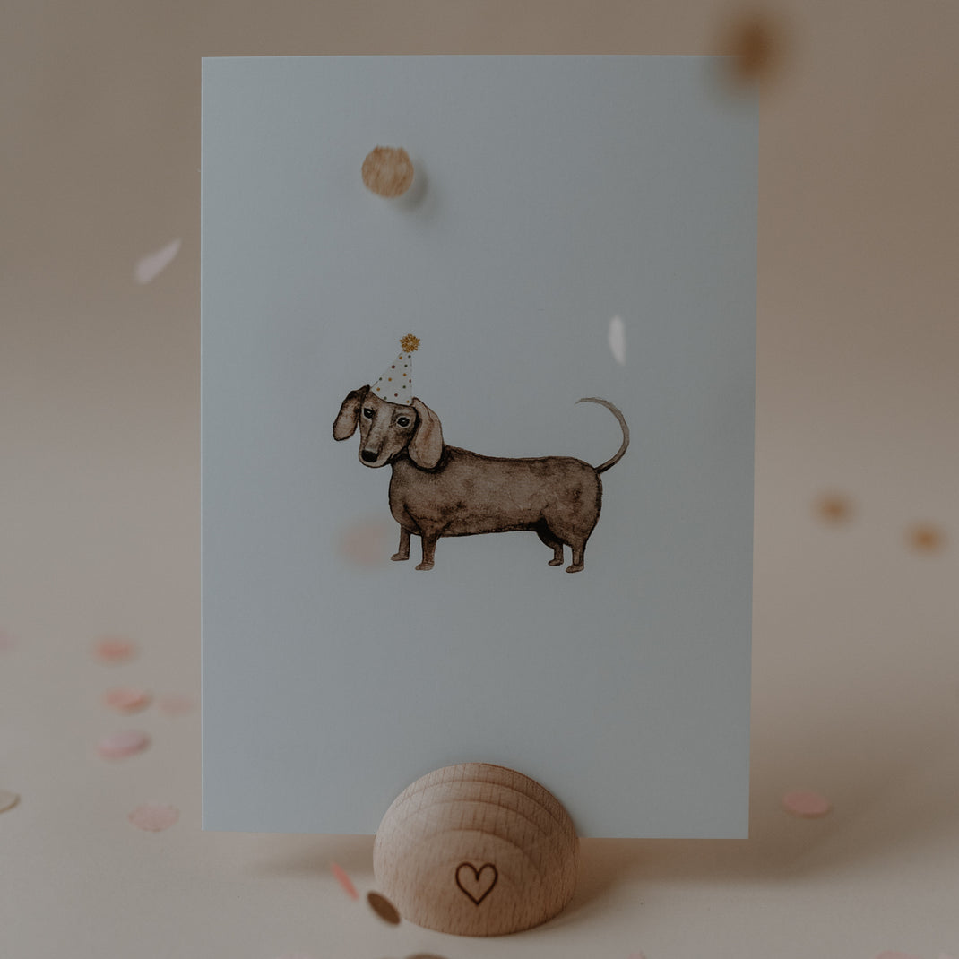 Eulenschnitt Aquarellkarte "Dachshund"