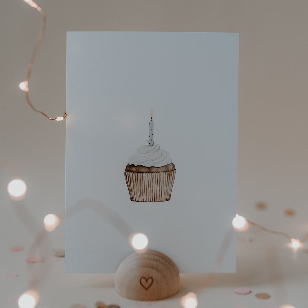 Eulenschnitt Aquarellkarte "Cupcake"