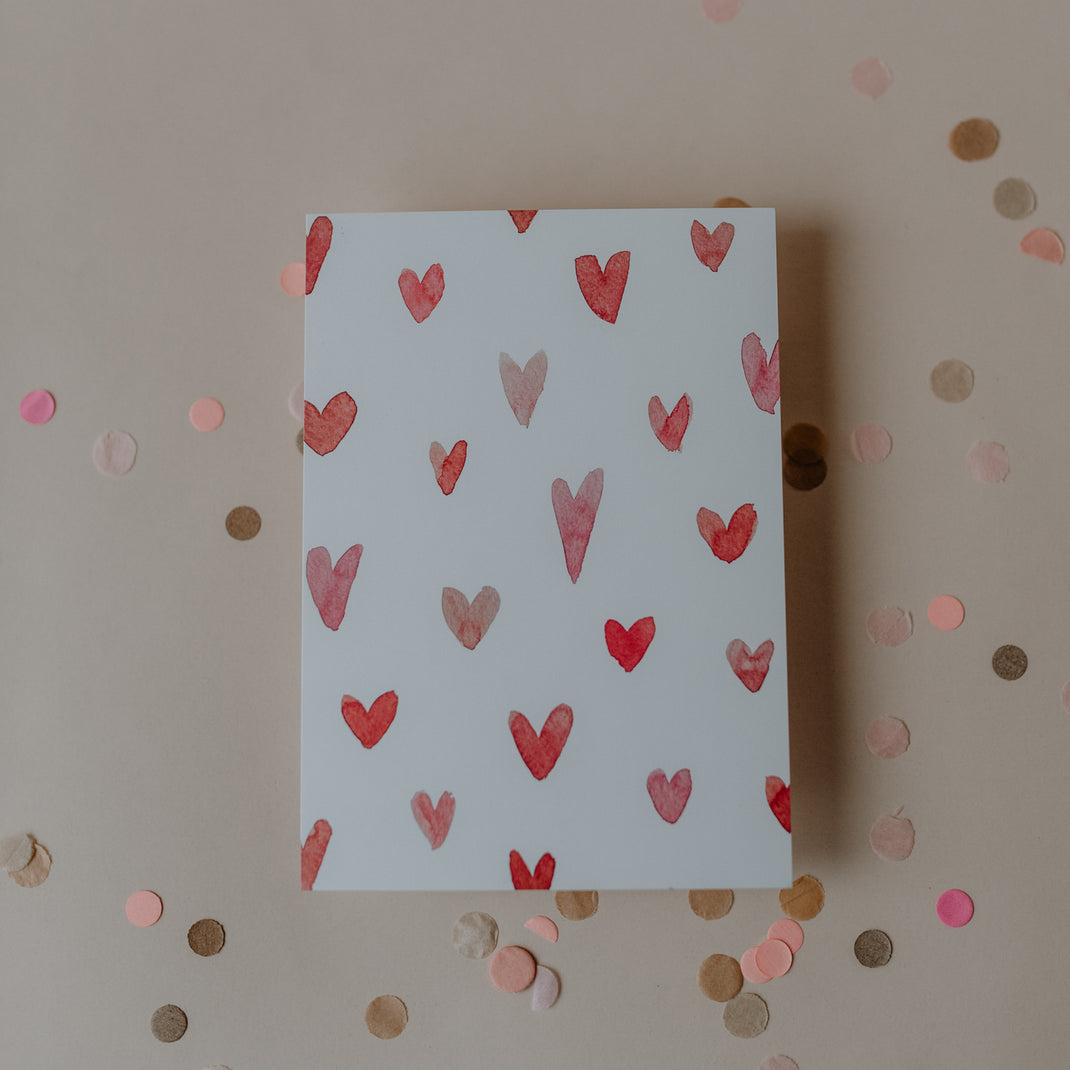 Eulenschnitt Aquarellkarte "Hearts"