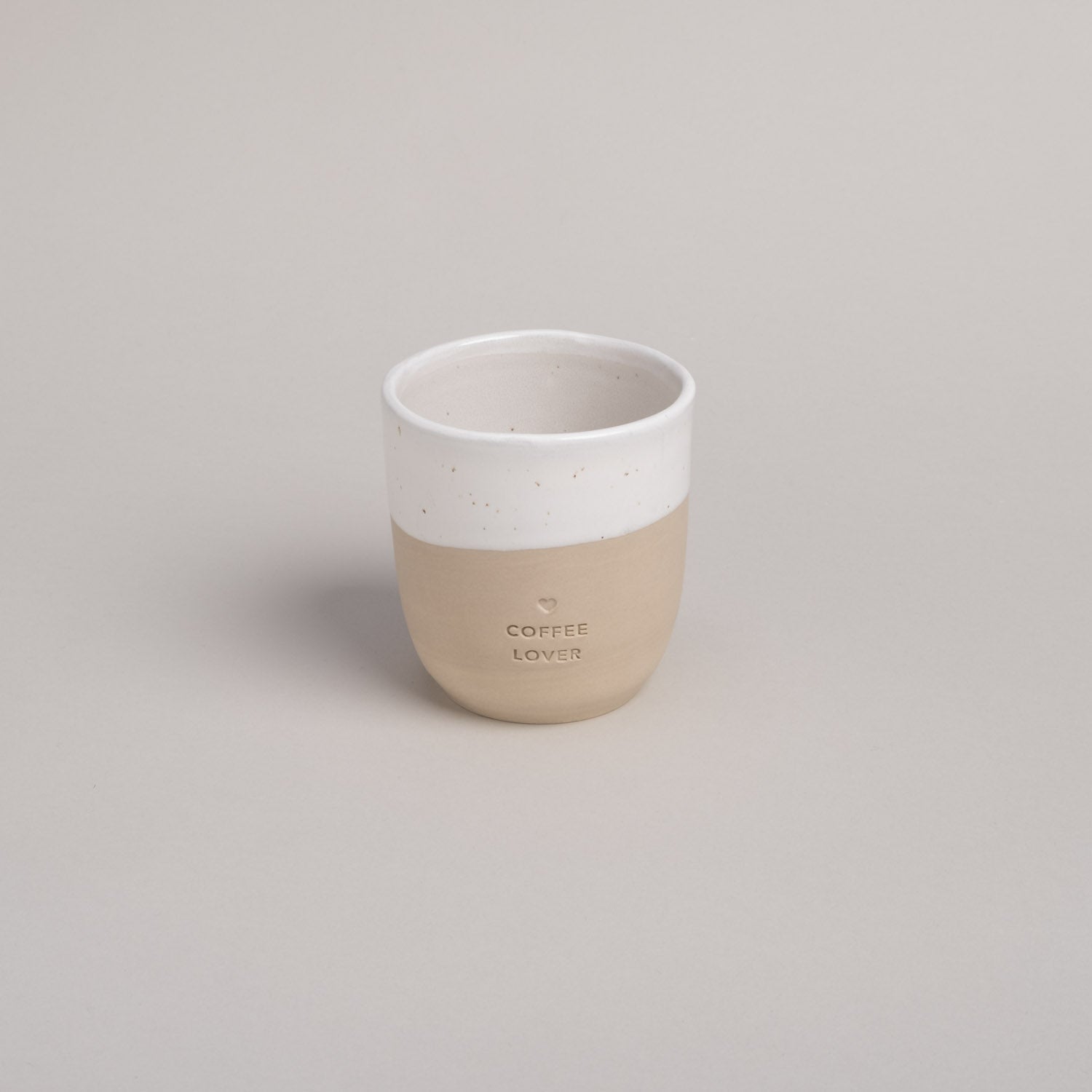 Handgemachter Eulenschnitt Becher aus Steingut "Coffee Lover" - mahina