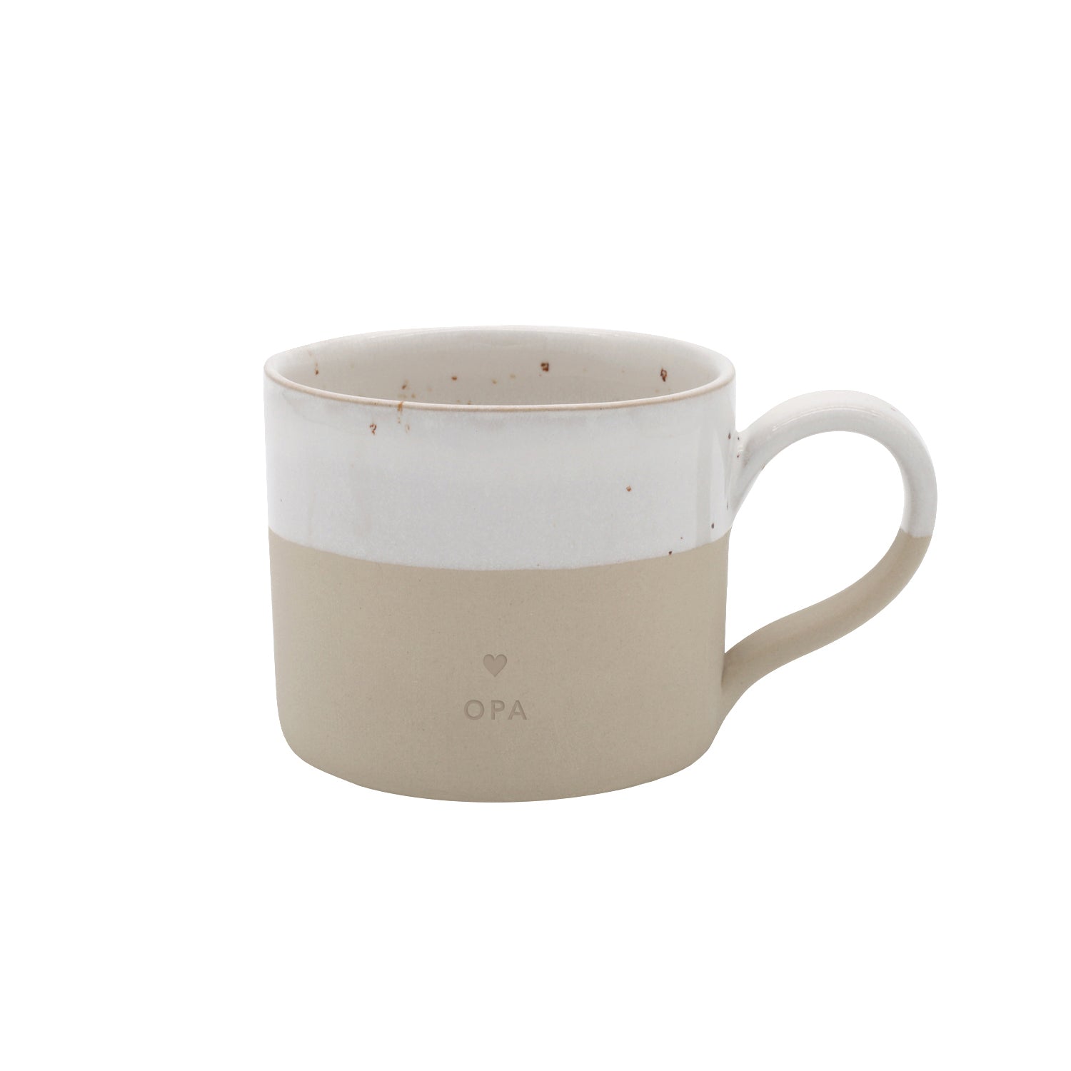 Handgemachter Eulenschnitt Tasse aus Steingut "Opa" - mahina