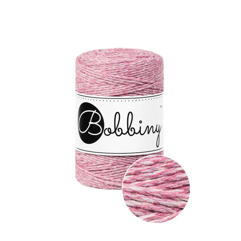 Bobbiny Makramee Garn 1,5mm 3ply Raspberry Shake 100m - mahina