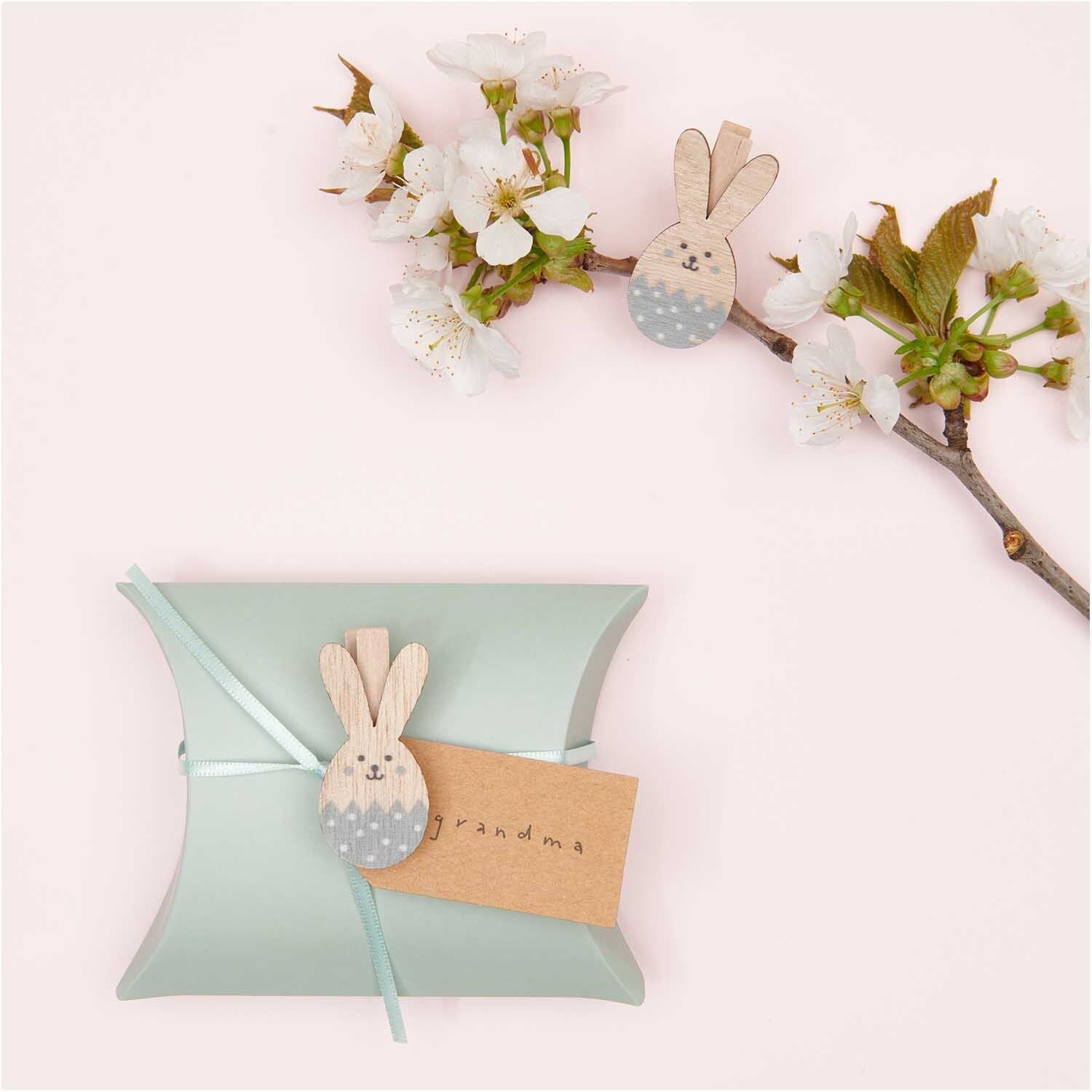 Dekoklammern Osterhase 4 Stück Mint - Bastelbedarf -> Geschenkverpackungen von mahina