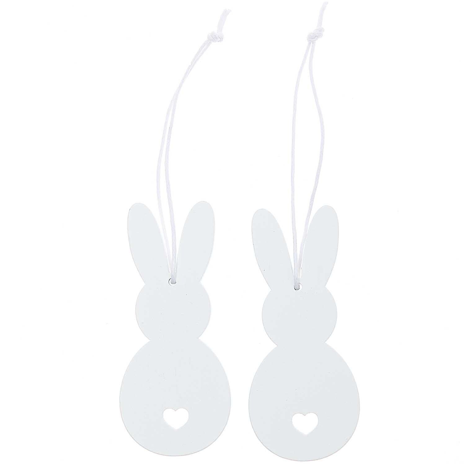 Holzhänger Hase 2 Stück Weiß - Bastelbedarf -> Geschenkverpackungen von mahina