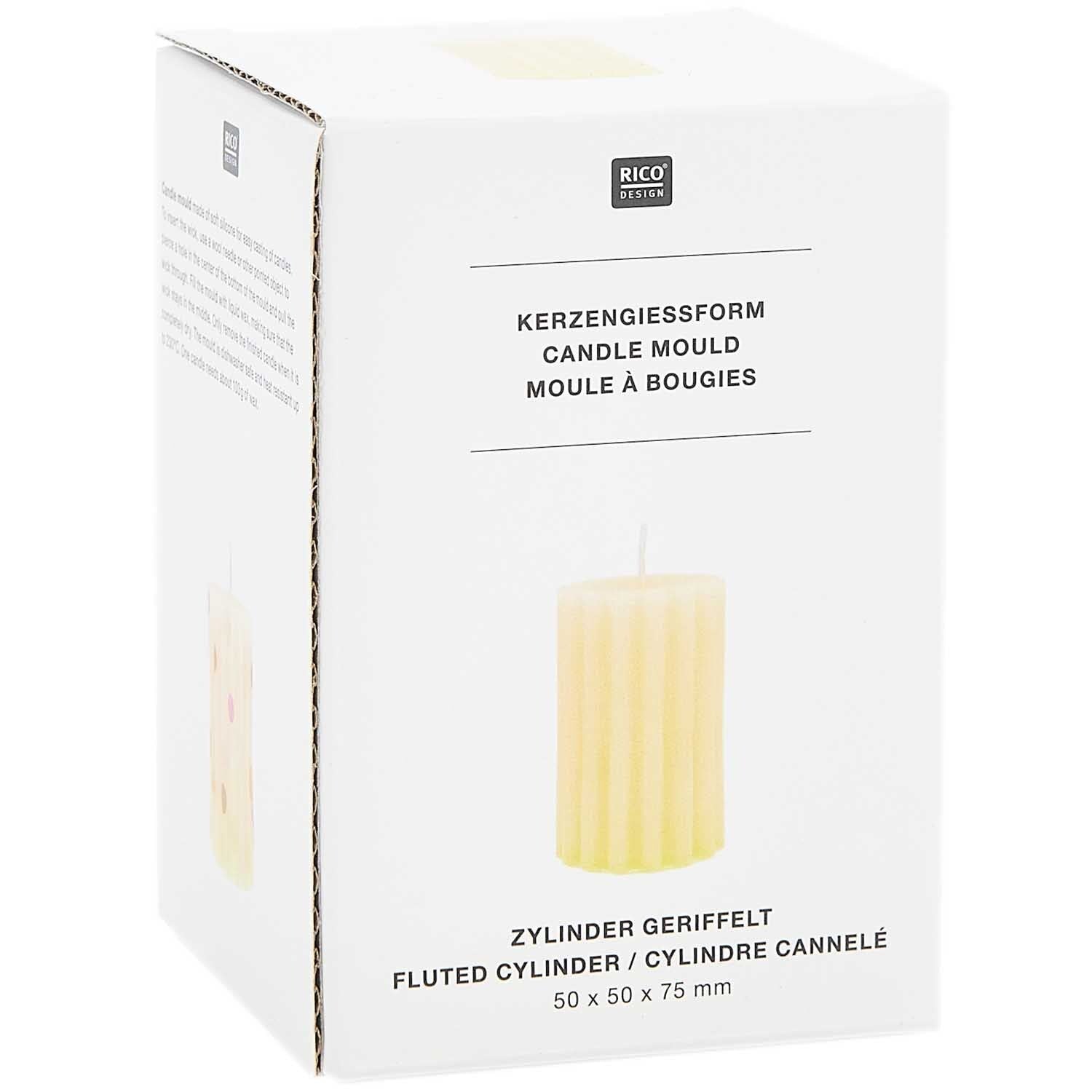 Kerzengießform Zylinder geriffelt, 60x60x88mm - Bastelbedarf -> Gießen von mahina