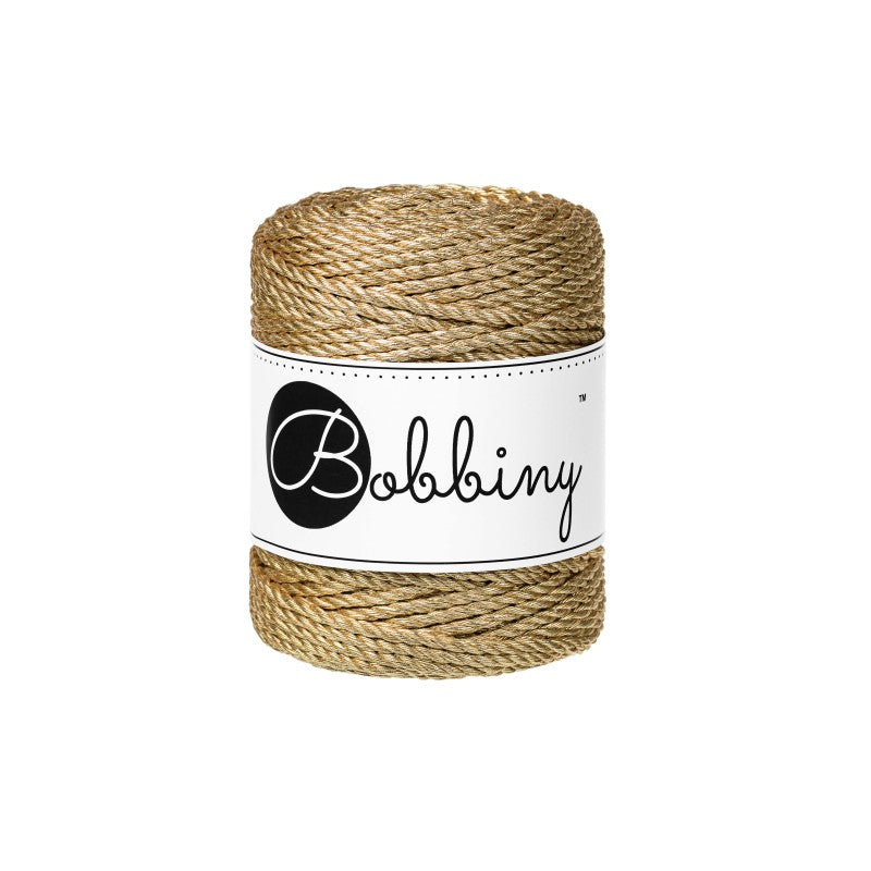 Bobbiny Makramee Garn 3mm 3ply Metallic Satin Gold 50m - mahina