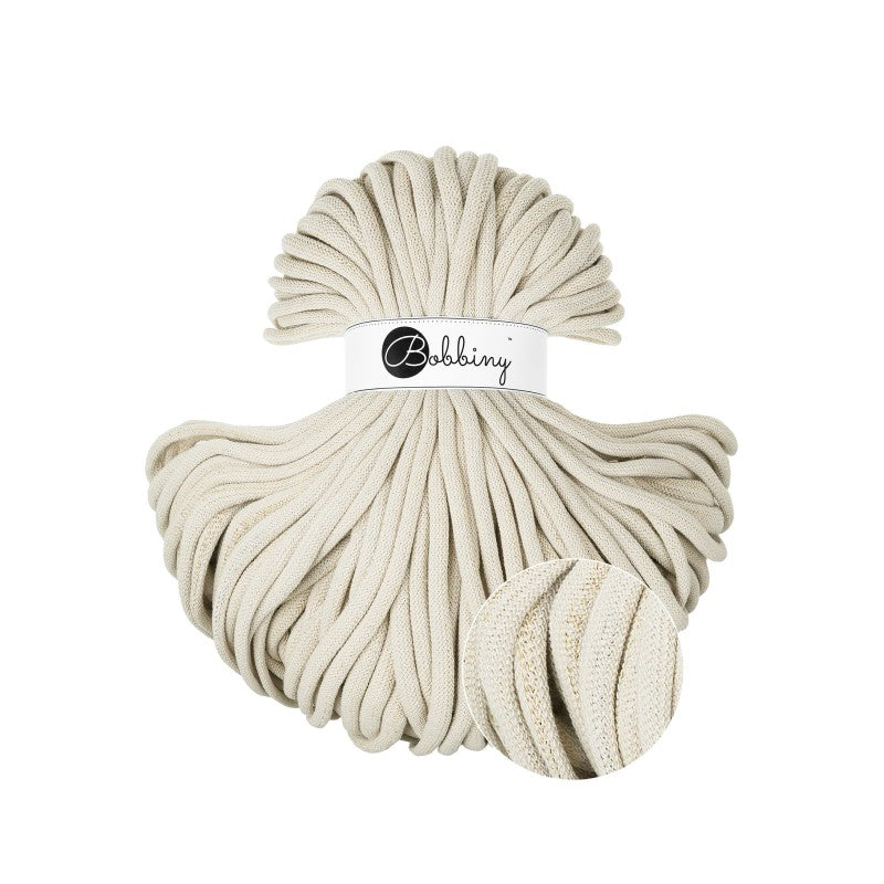 Bobbiny JUMBO Flechtkordel 9mm geflochten Shiny Cashmere Beige 100m