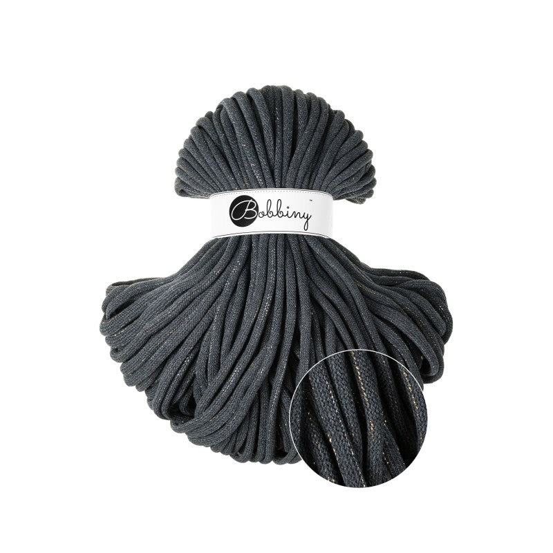 Bobbiny JUMBO Flechtkordel 9mm geflochten Shiny Charcoal 100m