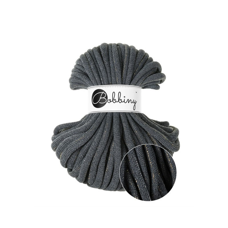 Bobbiny JUMBO Flechtkordel 9mm geflochten Shiny Charcoal 30m