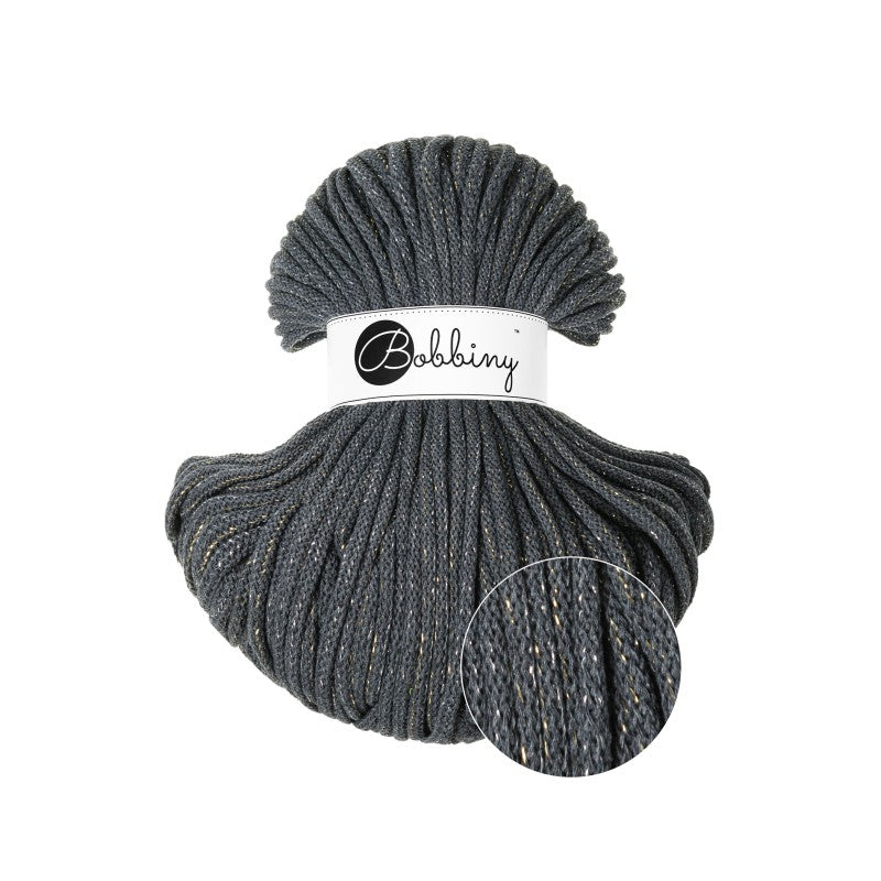 Bobbiny PREMIUM Flechtkordel 5mm geflochten Shiny Charcoal 100m