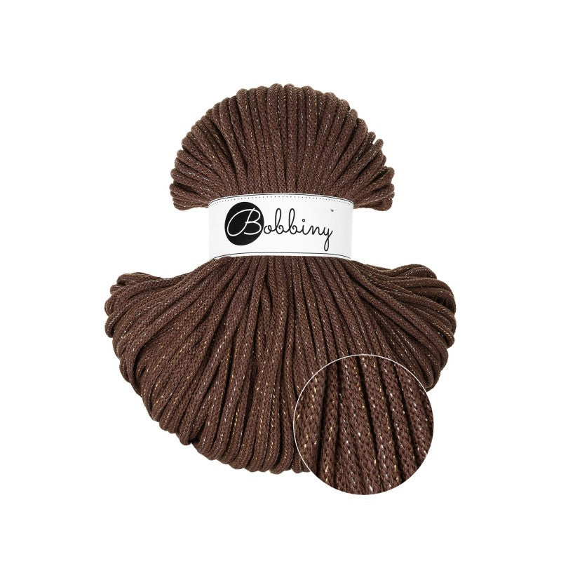 Bobbiny PREMIUM Flechtkordel 5mm geflochten Shiny Chocolate Brown 100m