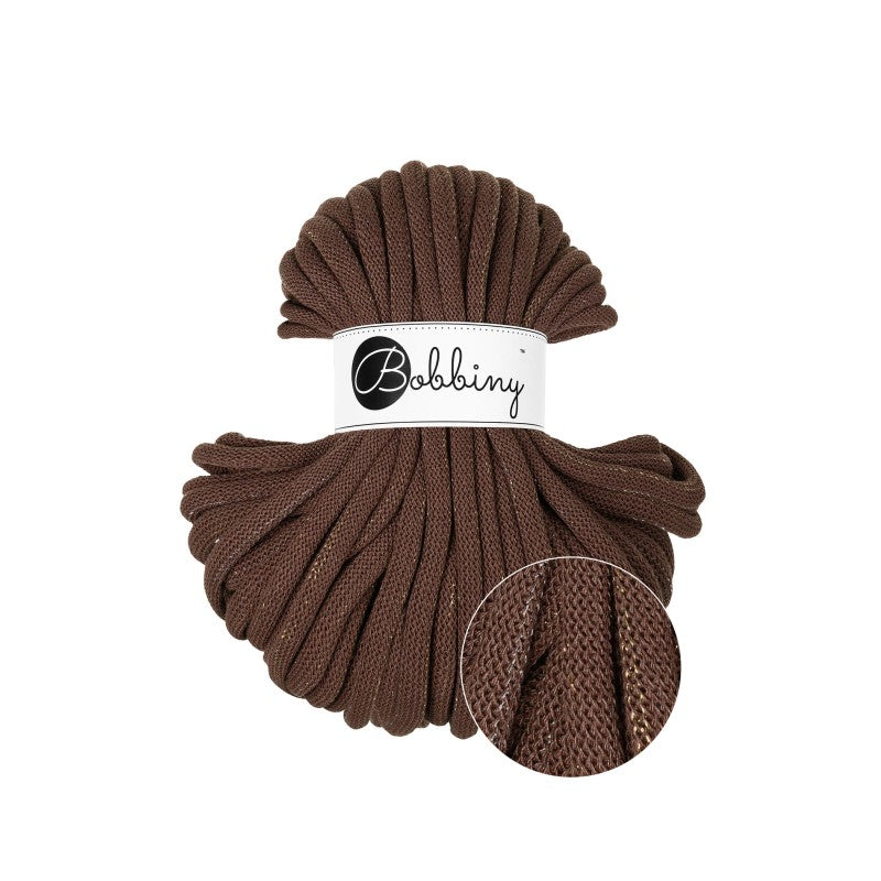 Bobbiny JUMBO Flechtkordel 9mm geflochten Shiny Chocolate Brown 30m