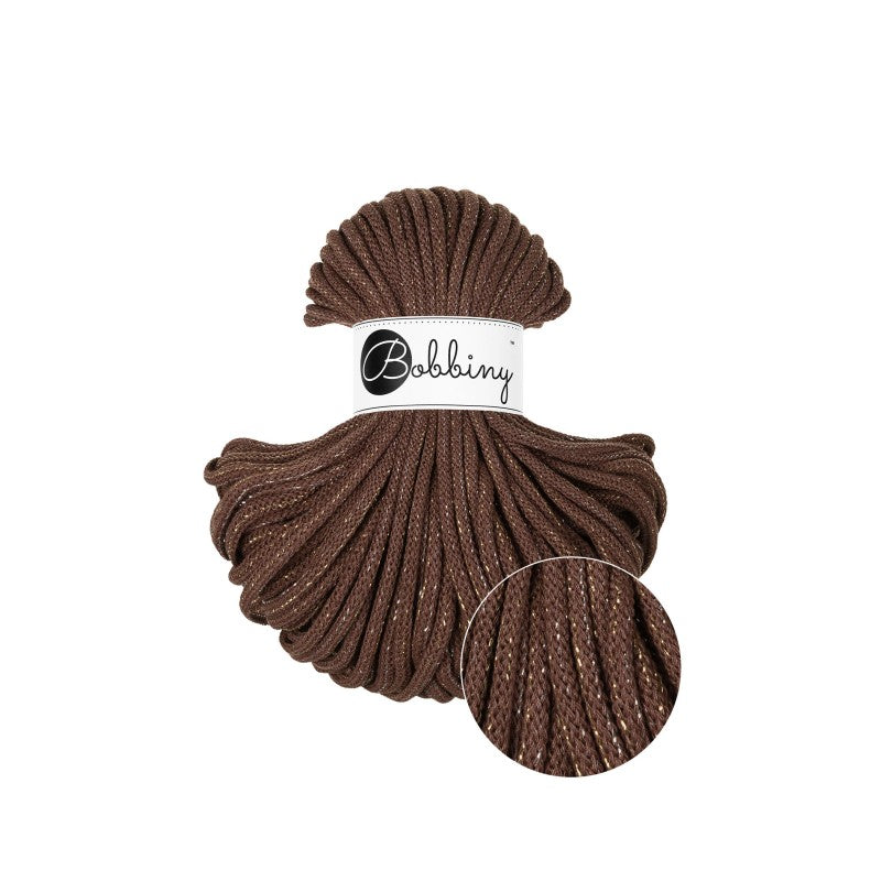 Bobbiny PREMIUM Flechtkordel 5mm geflochten Shiny Chocolate Brown  50m