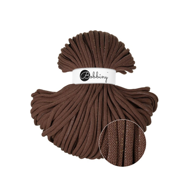 Bobbiny JUMBO Flechtkordel 9mm geflochten Shiny Chocolate Brown 100m