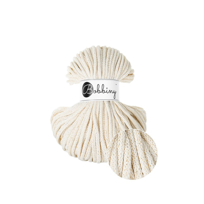 Bobbiny PREMIUM Flechtkordel 5mm geflochten Shiny Natural 50m