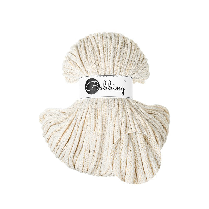 Bobbiny PREMIUM Flechtkordel 5mm geflochten Shiny Natural 100m