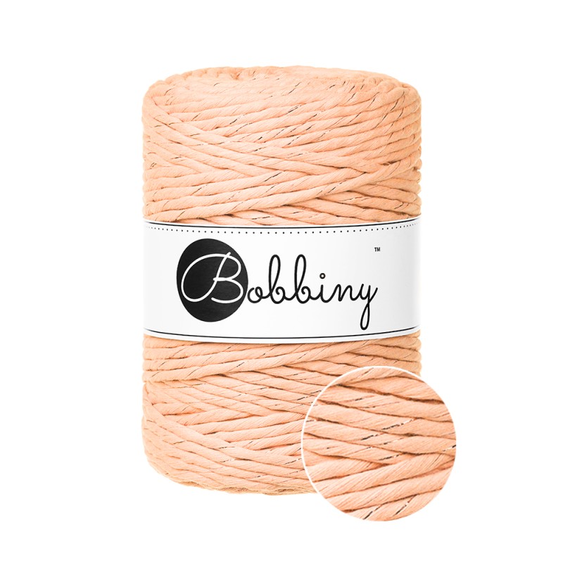 Bobbiny Makramee Garn 5mm gezwirnt Unicolor Peach Fuzz 100m - mahina
