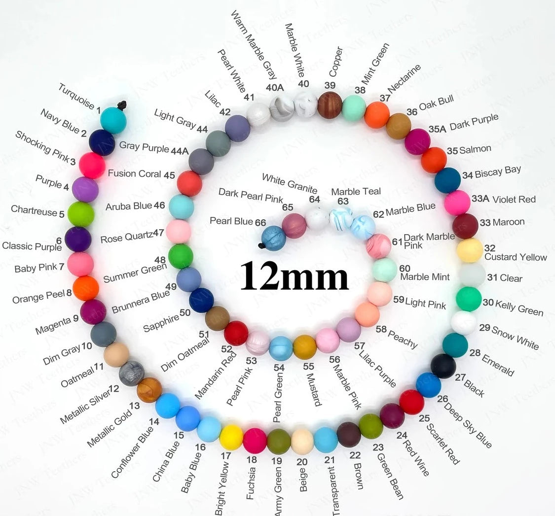 Runde Silikonperle 12mm Farbe #1 - #66 - mahina