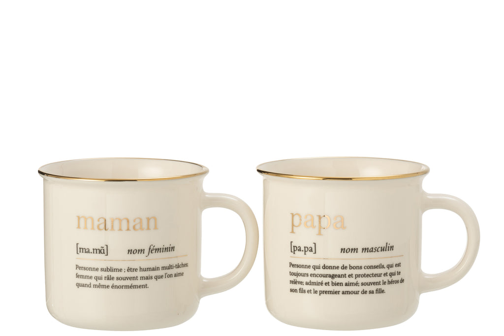 Tasse "Maman Papa" aus Keramik, 1 Stück - MAHINA
