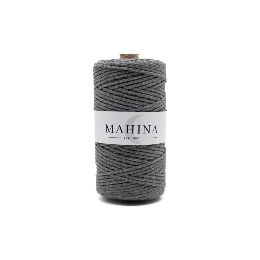 MAHINA Garn 2mm geflochten Mittelgrau 150m - mahina