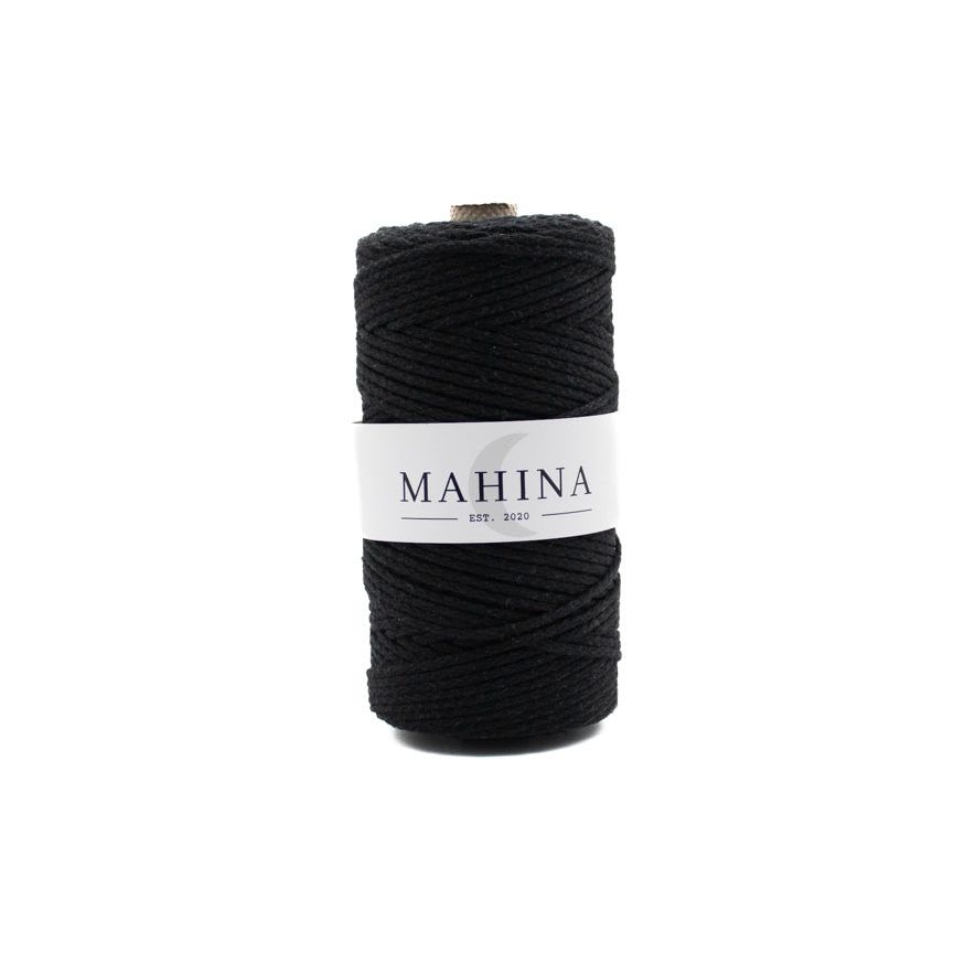 MAHINA Garn 2mm geflochten Schwarz 150m - mahina