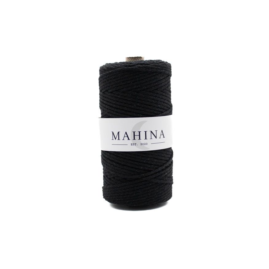 MAHINA Garn 2mm geflochten Schwarz 150m - MAHINA