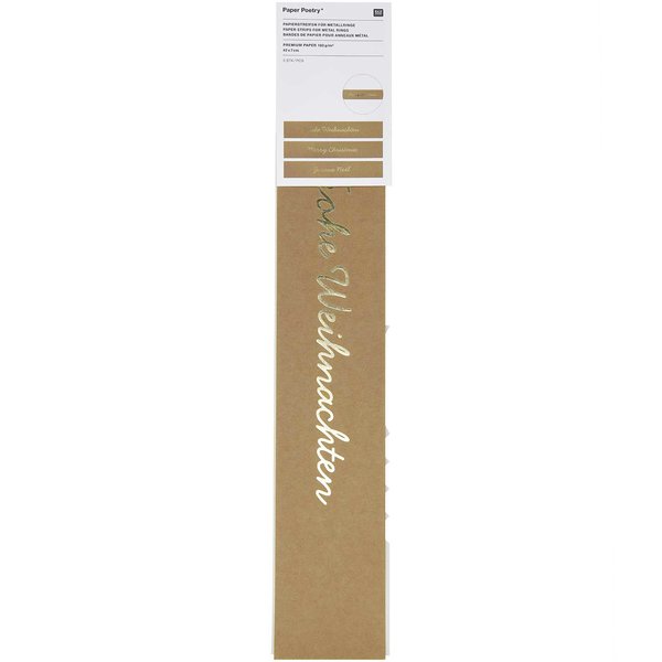 Papierstreifen weihnachtlich 7x42cm aus Kraftpapier, 3 Stück - mahina