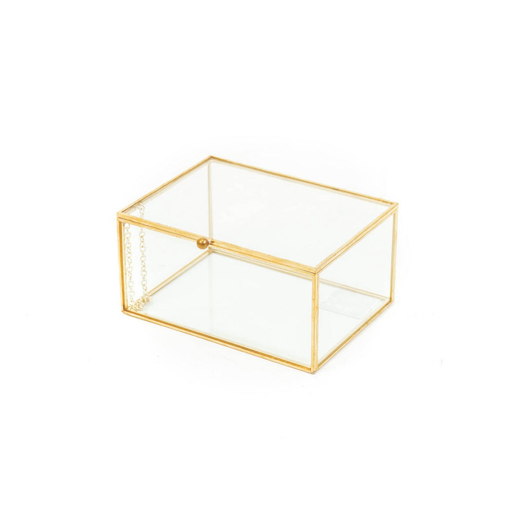 Personalisierbares Glas Schmuckkästchen in gold, 15,5x15,5x4,5cm - MAHINA