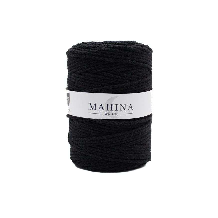 MAHINA Garn 4mm geflochten Schwarz 200m - mahina