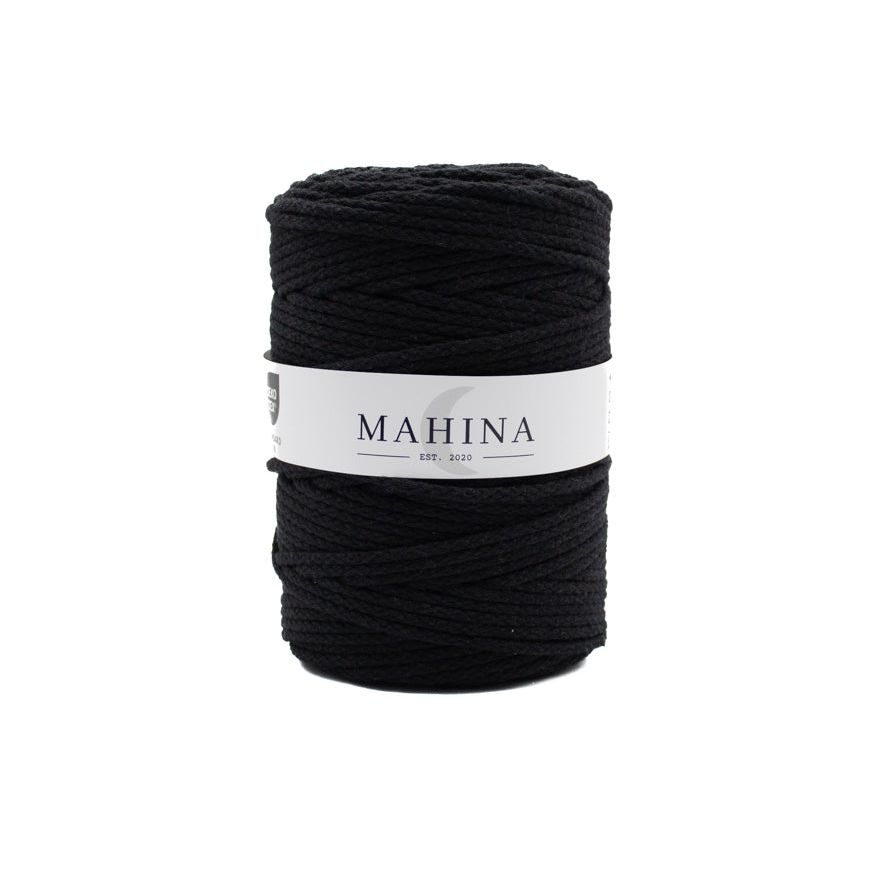 MAHINA Garn 4mm geflochten Schwarz 200m - MAHINA